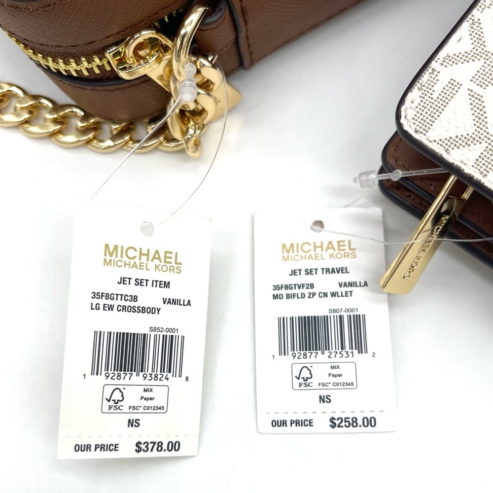 Michael Kors EW Brown and Cream Crossbody Bag - Picture 7 of 7